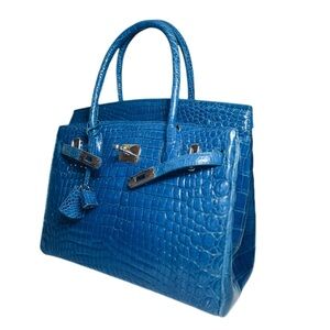 Vintage Blue Authentic Crocodile-Handbag